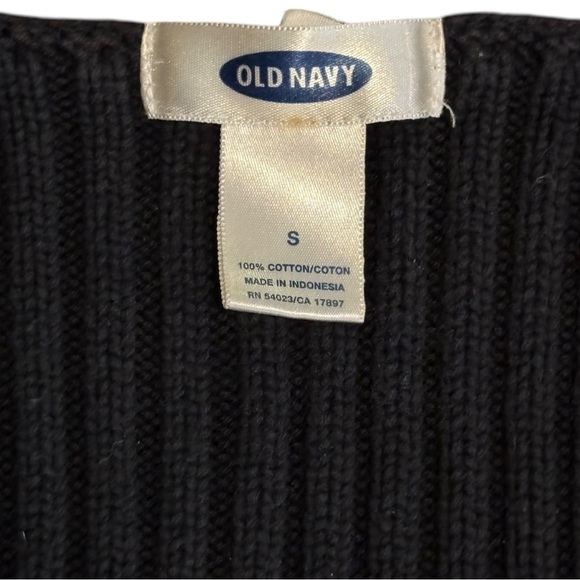 Old Navy Women’s Navy Ribbed Knit V-Neck Cotton Sweater Classic Long Sleeve - Picture 6 of 9